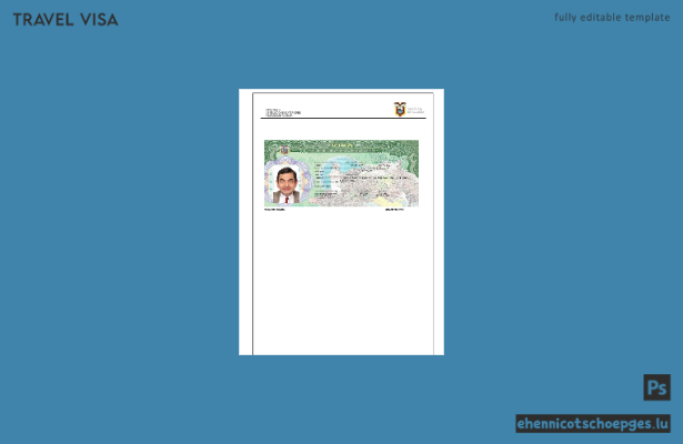 Ecuador-Reisevisum in Word- und PDF-Formaten, Version 3 – Beispielvorschau